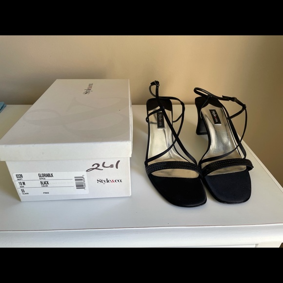 Style and Co. Black Satin Sequined Sandals - Picture 2 of 5